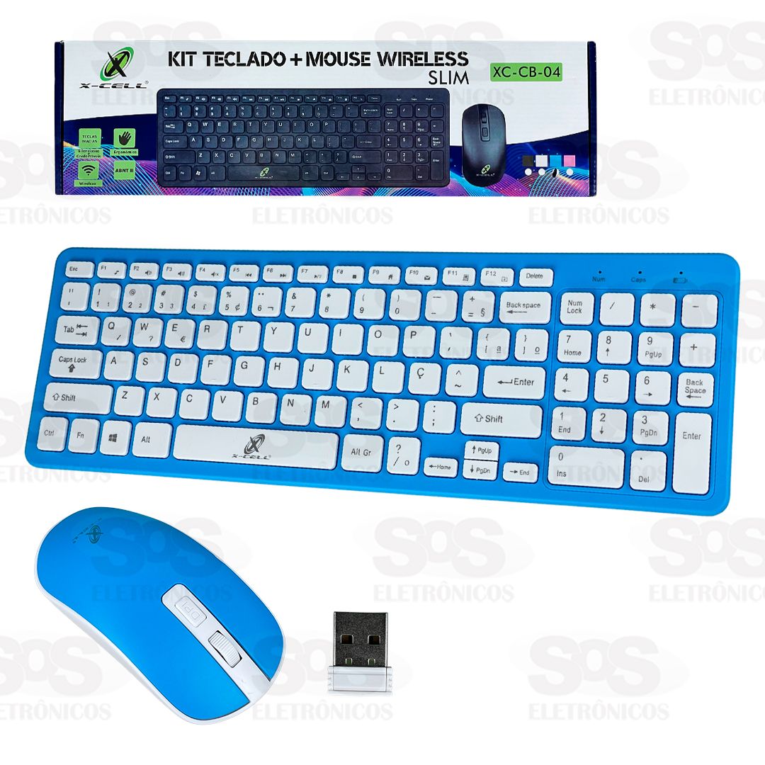 Kit Teclado e Mouse Sem Fio Cores Sortidas X-Cell XC-CB-04