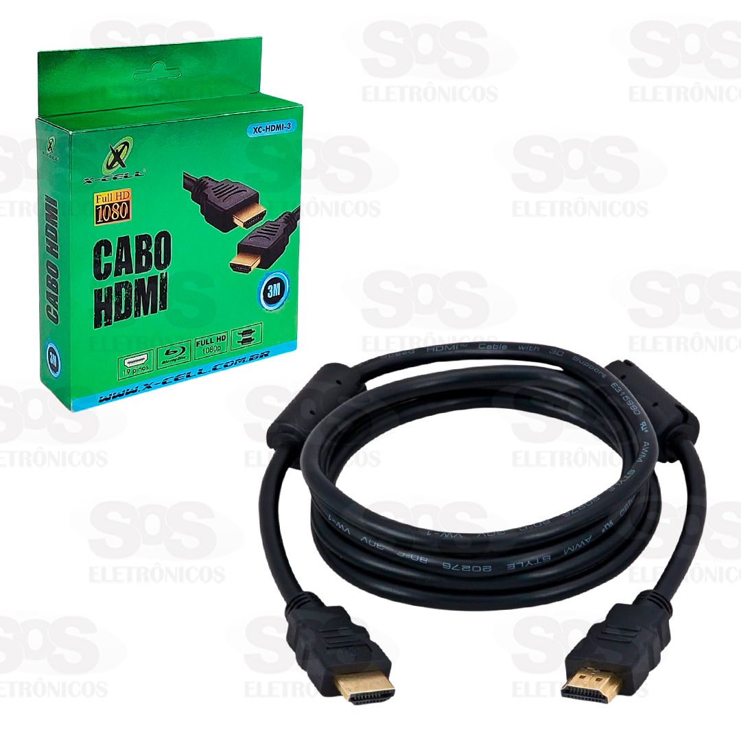 Cabo HDMI Full HD 1080P 3 Metros X-Cell XC-HDMI-3