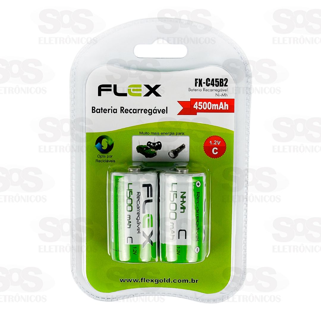 Pilha Bateria Recarregvel Tipo C Ni-Mh 4500mAh Flex FX-C45B2