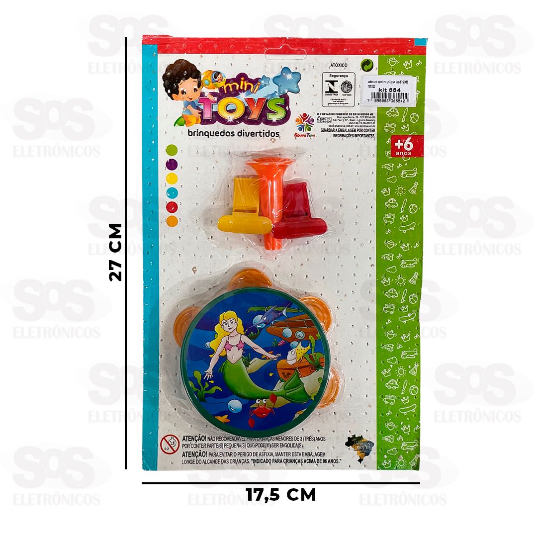 Kit Pandeiro Com Apitos Coloridos Mini Toys 554
