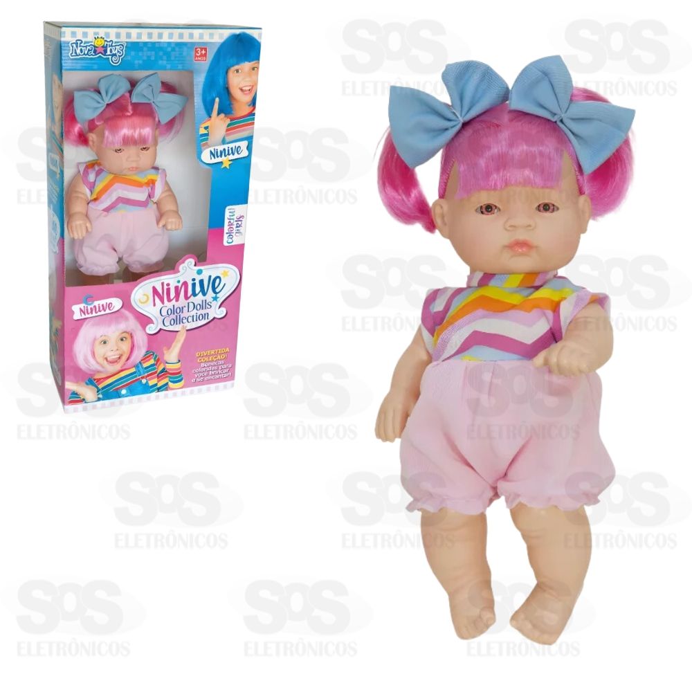 Boneca Ninive Cabelo Rosa Nova Toys 1158