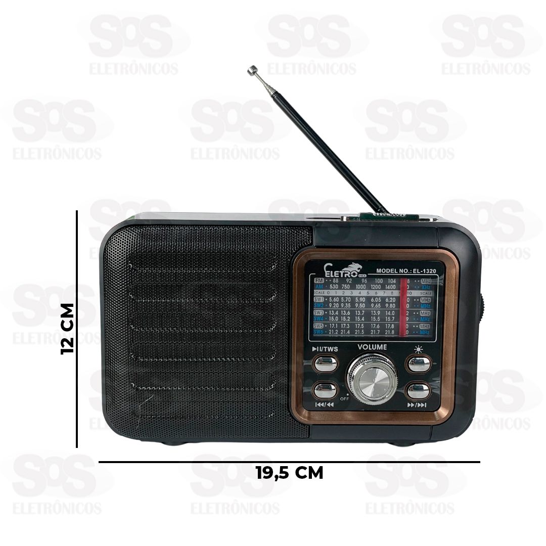 Rdio Retr FM/AM/SW/USB/TWS/Bluetooth Eletromex EL-1320
