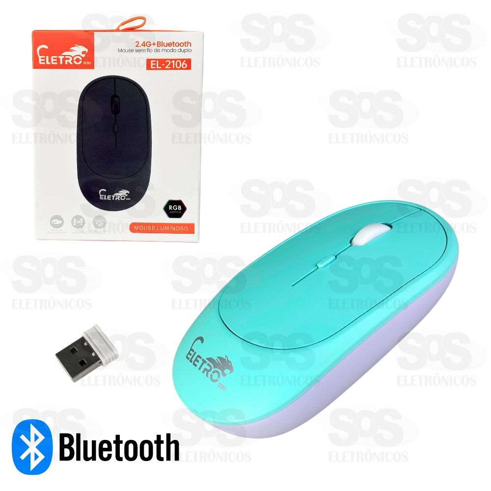 Mouse Sem Fio Recarregvel Bluetooth e Antena Eletromex EL-2106