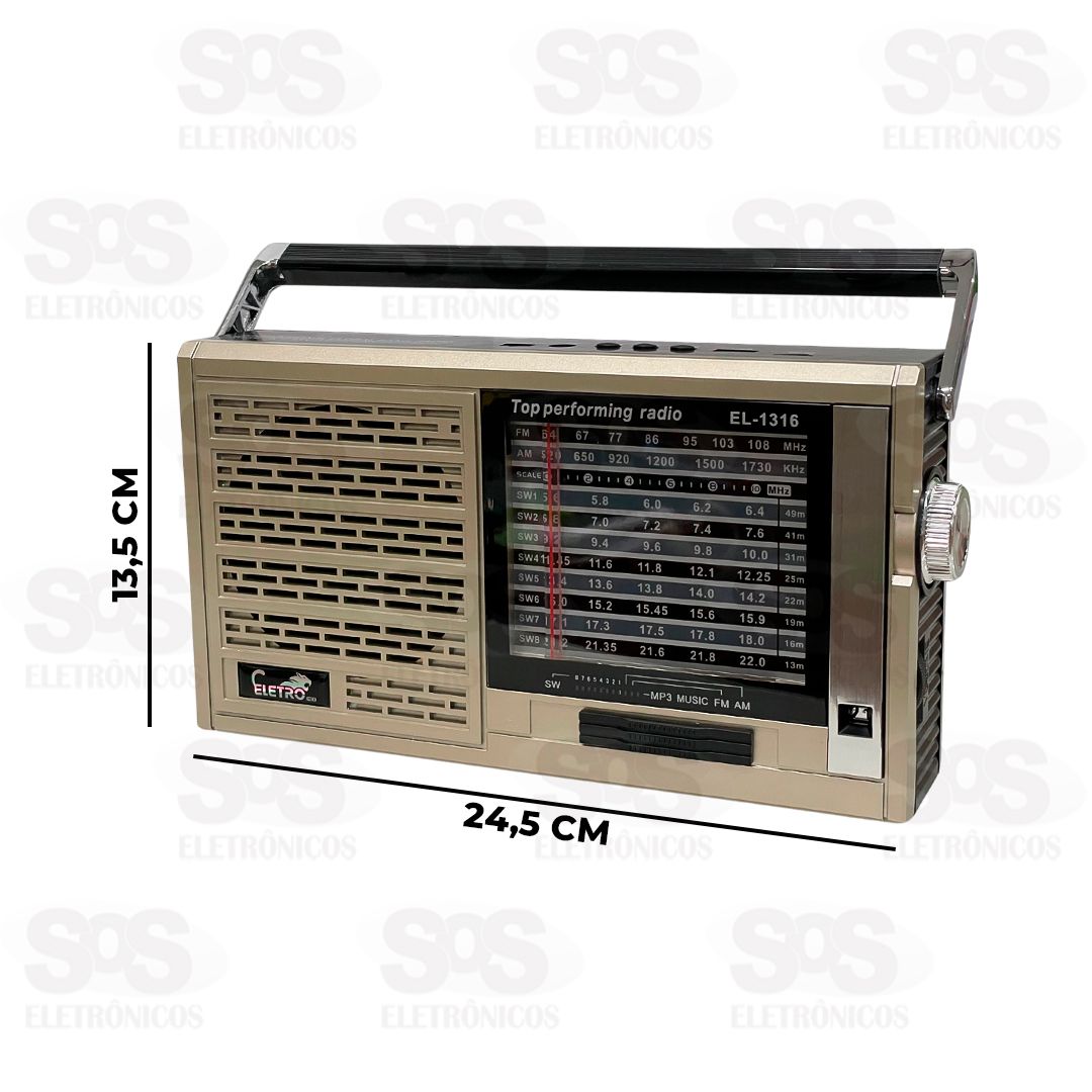 Rdio Retr Bluetooth/FM/AM 10 Bandas Eletromex EL-1316