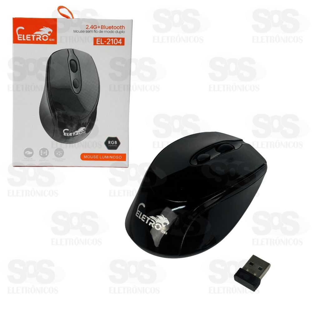 Mouse Sem Fio Recarregvel Bluetooth e Antena Eletromex EL-2104