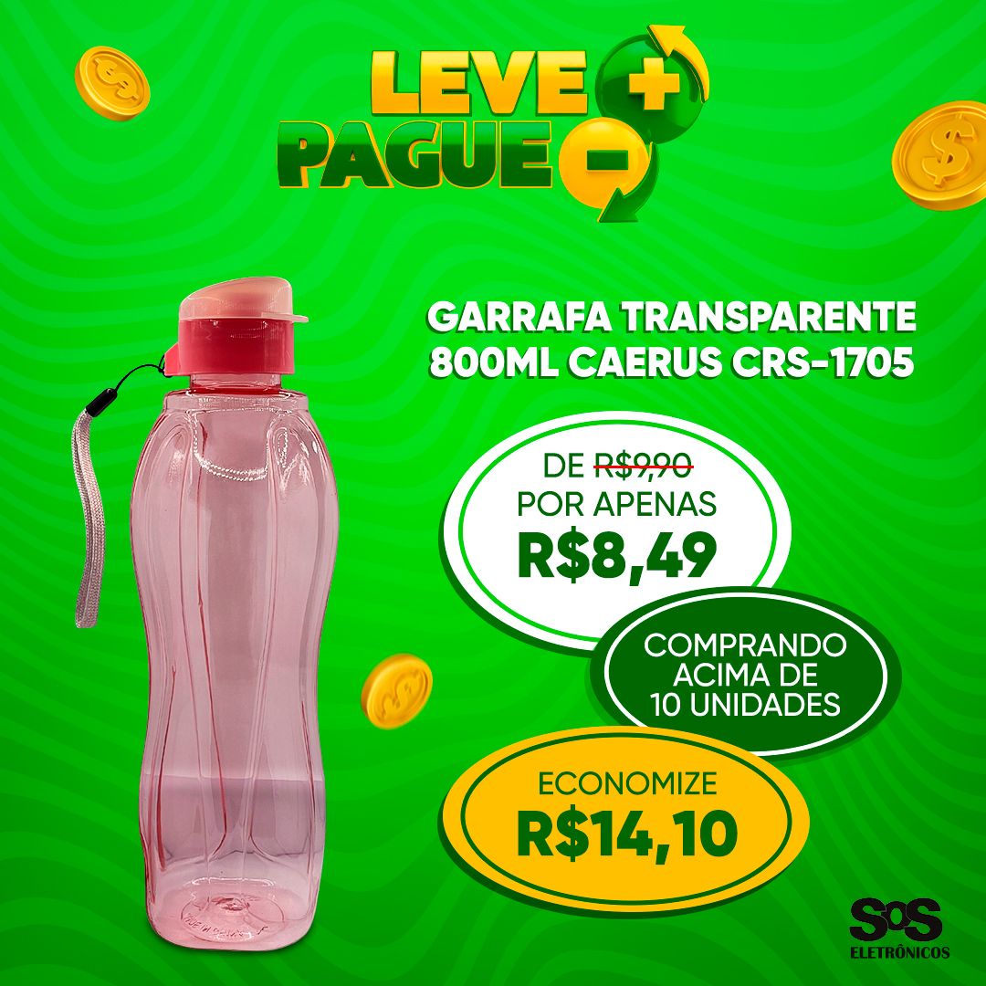 Garrafa Esportiva Transparente 800ml Caerus CRS-1705