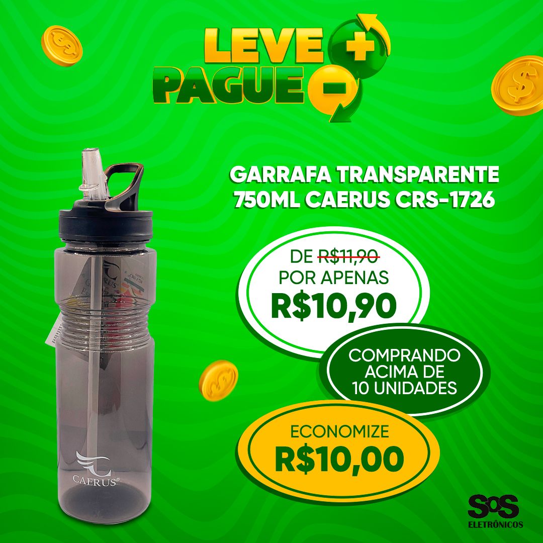 Garrafa Esportiva Transparente 750ml Caerus CRS-1726