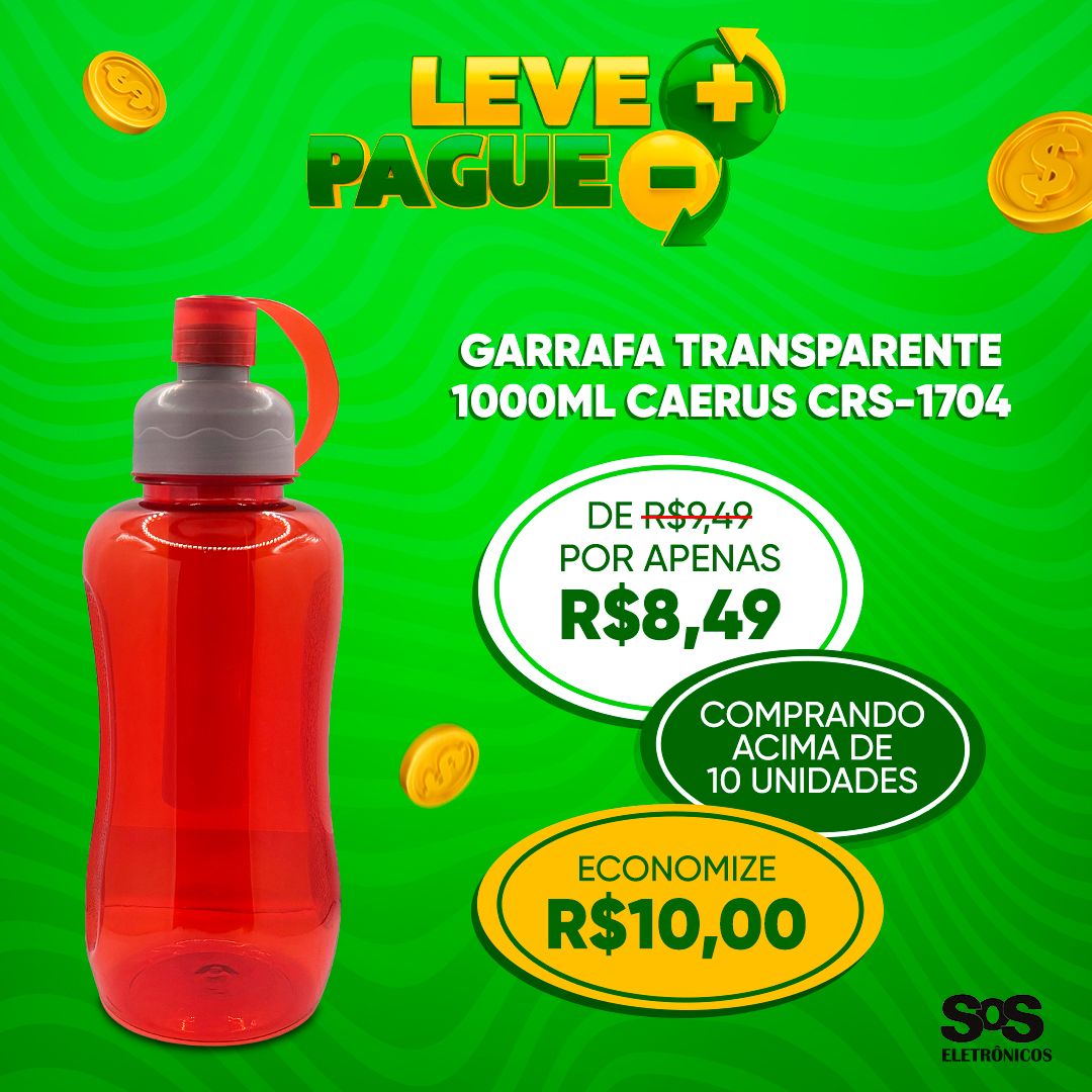 Garrafa Esportiva Transparente 1000ml Caerus CRS-1704