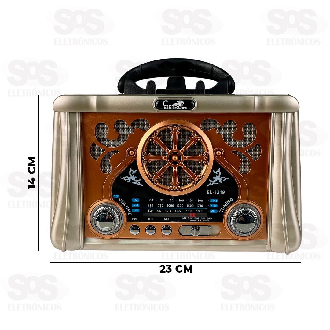 Rdio Retr Bluetooth/FM/AM/SW/USB/BT/TWS Eletromex EL-1319