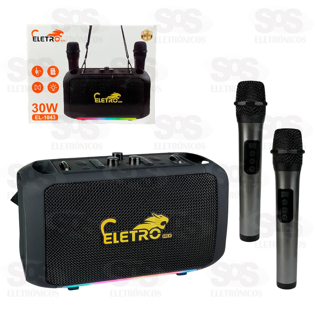 Caixa De Som 30W Com Microfone Modificador de Voz Eletromex EL-1043