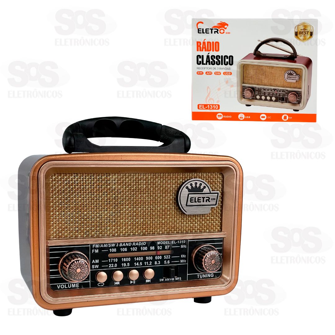 Rdio Retr Hava FM/AM/SW/USB/BT/TWS Eletromex EL-1310