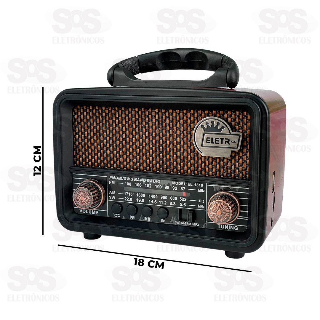 Rdio Retr Hava FM/AM/SW/USB/BT/TWS Eletromex EL-1310