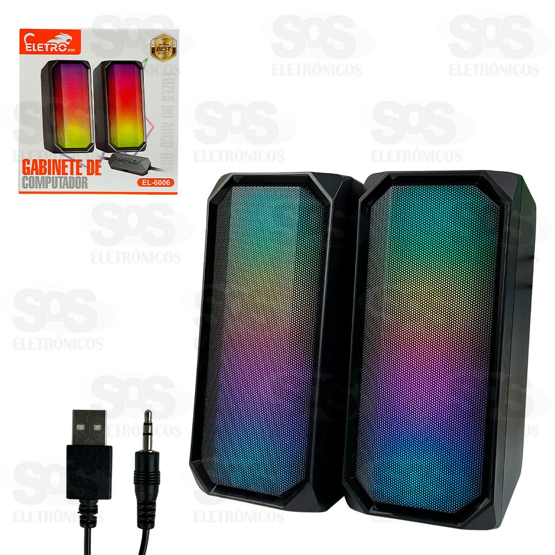 Caixa de Som Multimdia Com LED 6W Eletromex EL-6006