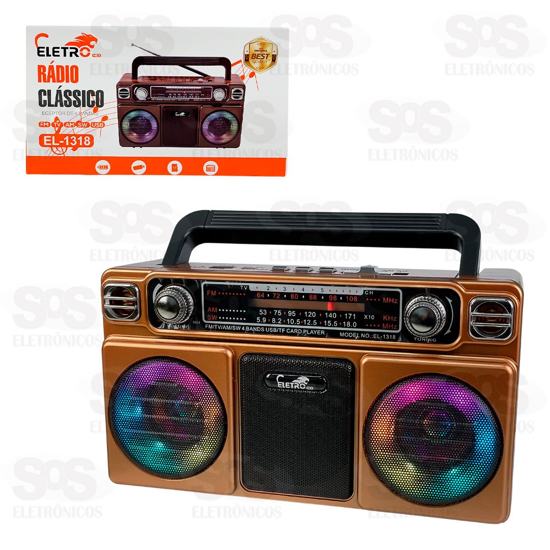 Rdio Retr Bluetooth/FM/AM/SW/USB/TWS Eletromex EL-1318