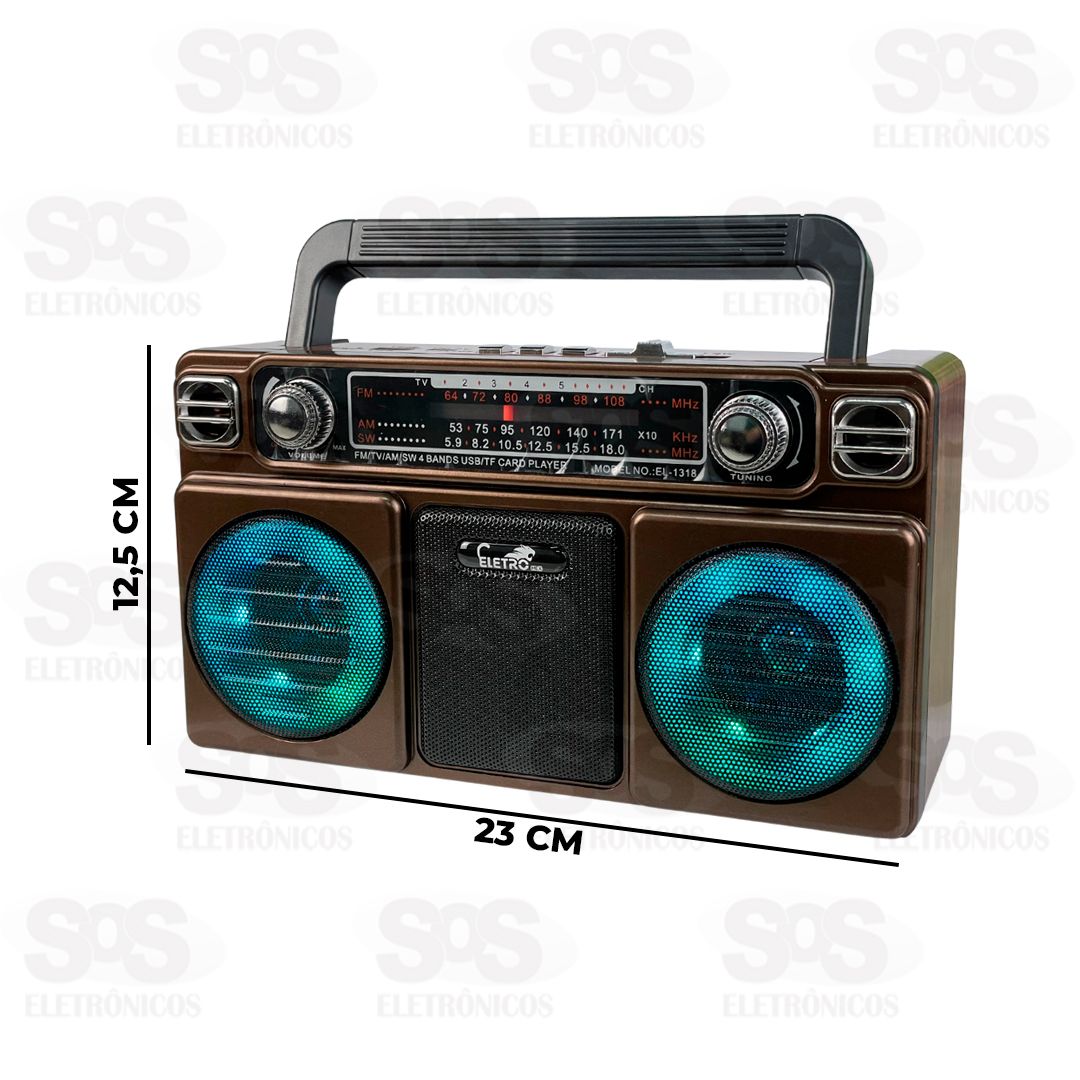 Rdio Retr Bluetooth/FM/AM/SW/USB/TWS Eletromex EL-1318