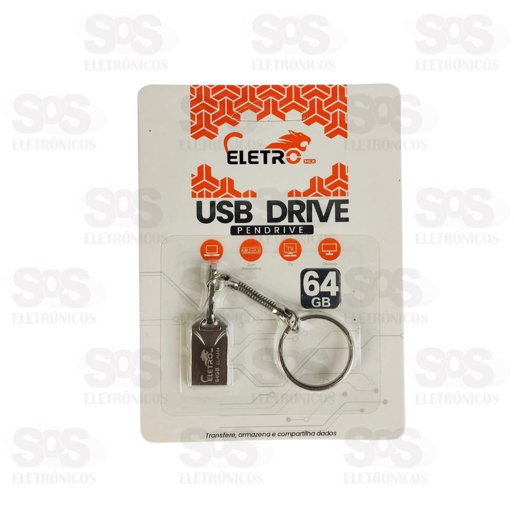 Pen Drive Chaveiro 64GB Eletromex EL-AU-64