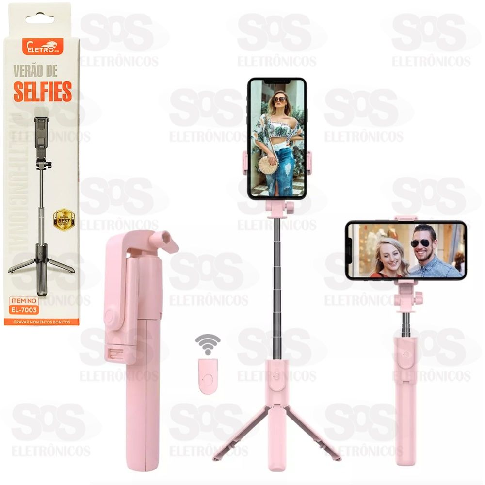 Basto De Selfie Trip Com Controle e Iluminador Eletromex EL-7003