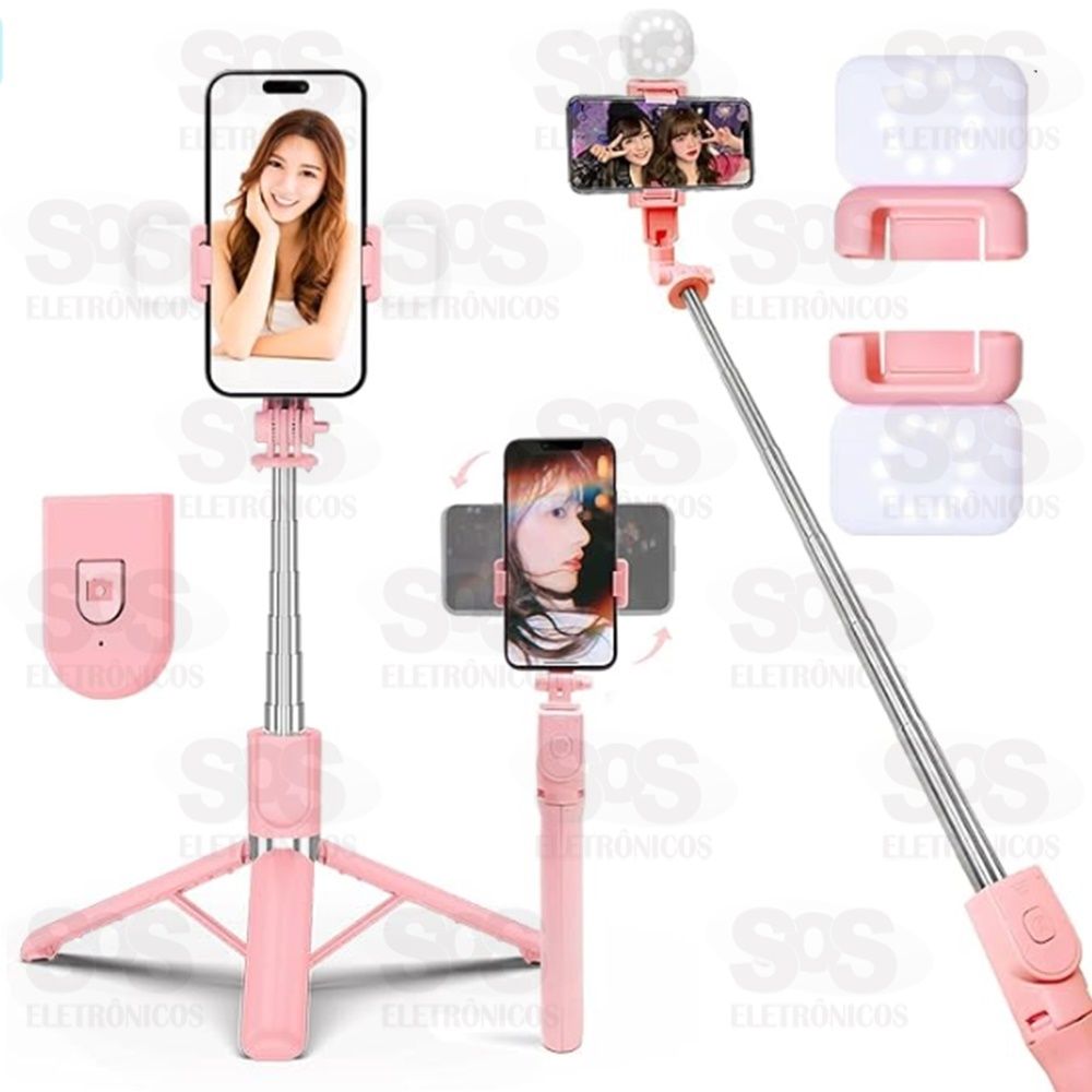 Basto De Selfie Trip Com Controle e Iluminador Eletromex EL-7003