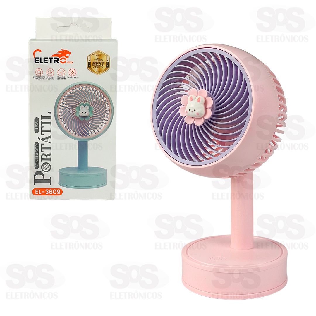 Ventilador Porttil De Mesa Recarregvel Bichinhos Eletromex EL-3609