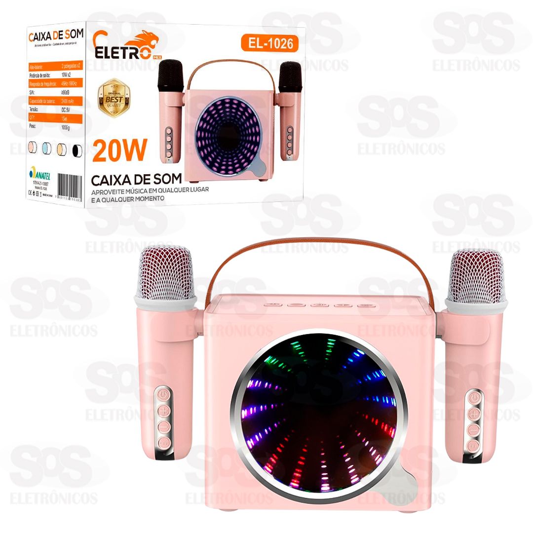 Caixa De Som 20W Com 2 Microfones Modificador de Voz Eletromex EL-1026