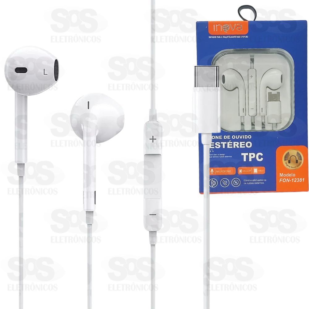 Fone De Ouvido Com Microfone Type C Inova FON-12381