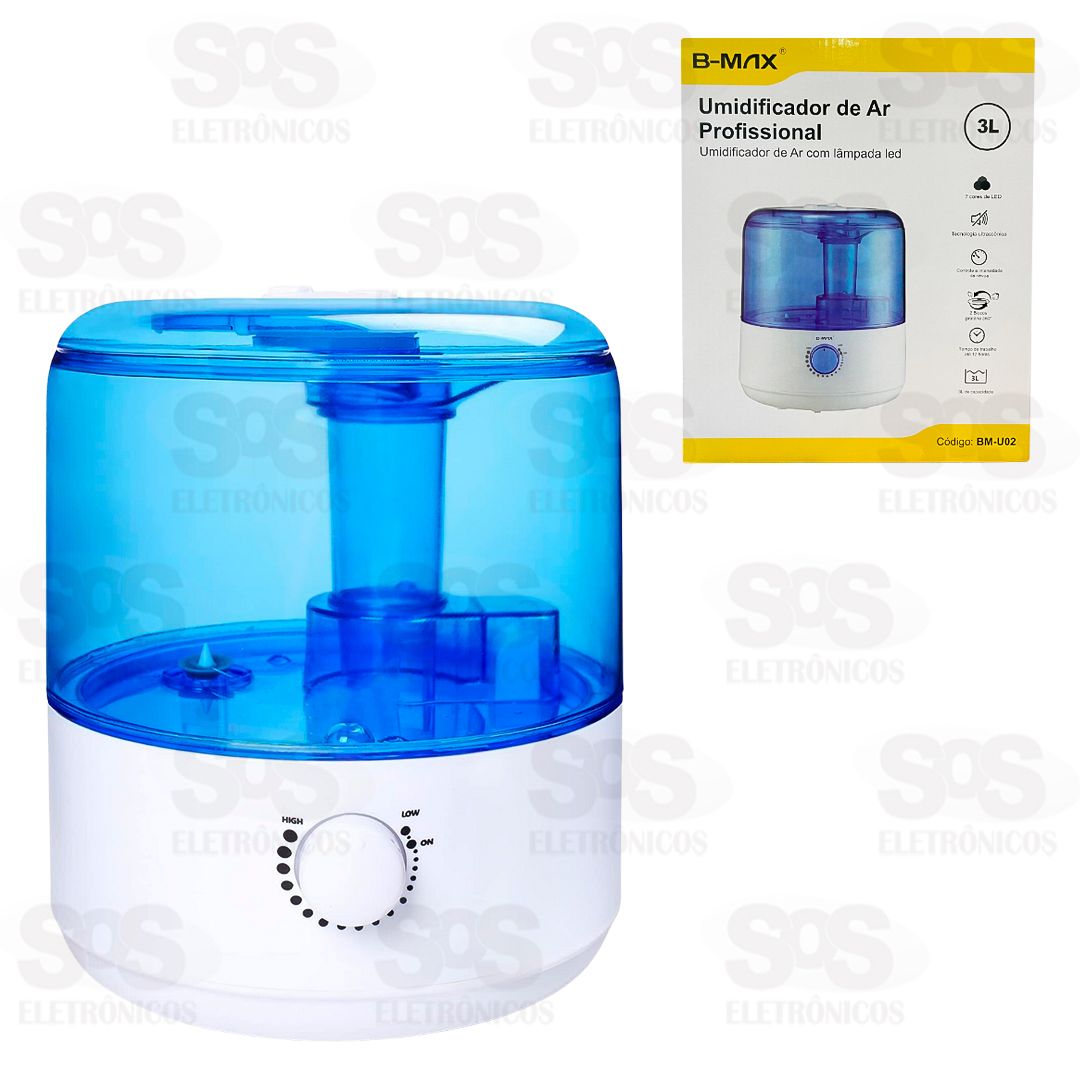 Umidificador De Ar Profissional 3 Litros Bivolt B-Max BM-U02