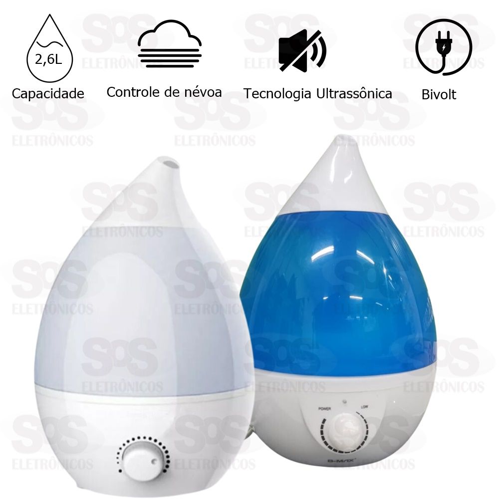 Umidificador De Ar 2,6 Litros Bico Direcional Bivolt B-Max BM-U04