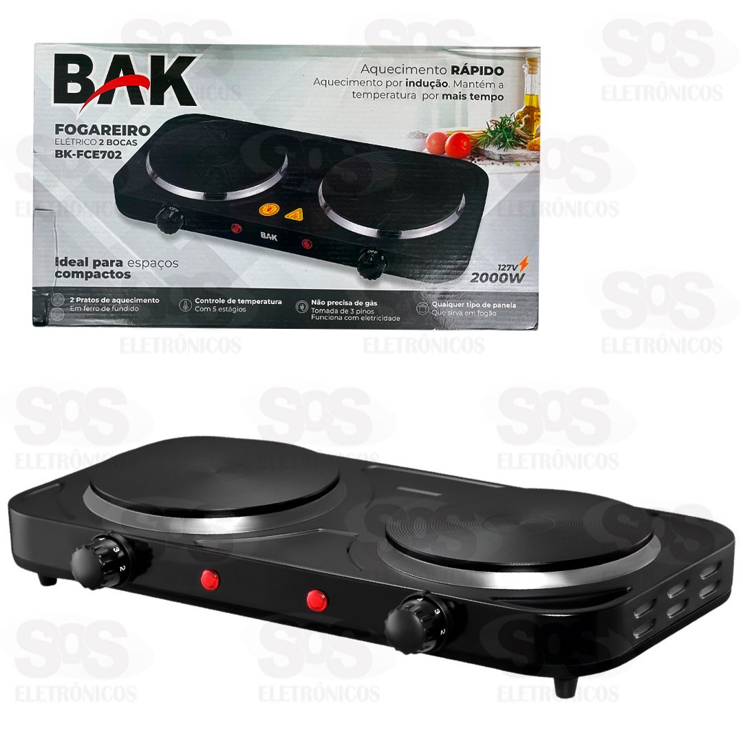 Fogareiro Por Indução 2 Bocas 127V 2000W Bak BK-FCE702
