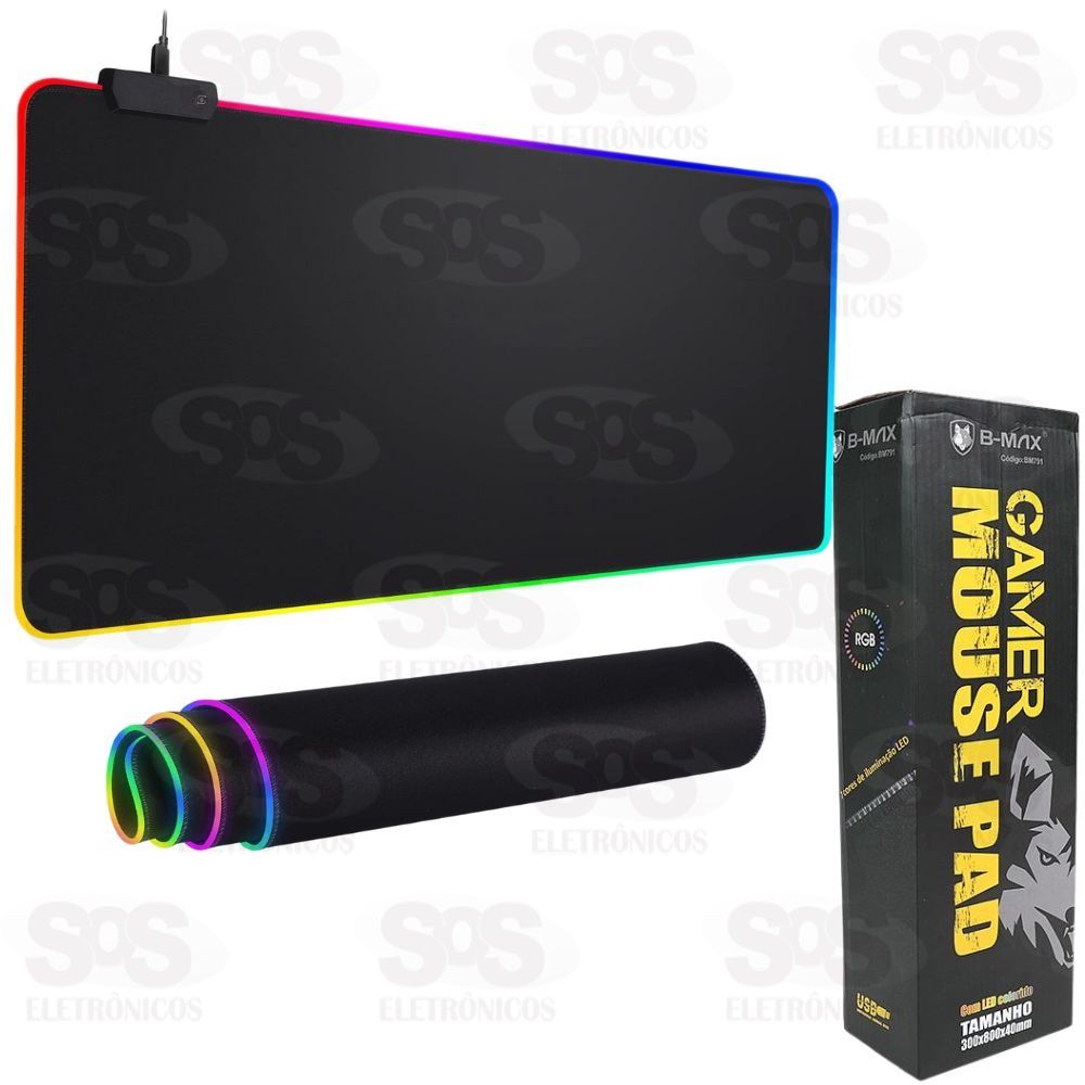 Mouse Pad Gamer Mdio com Iluminao Led RGB B-Max BM-761