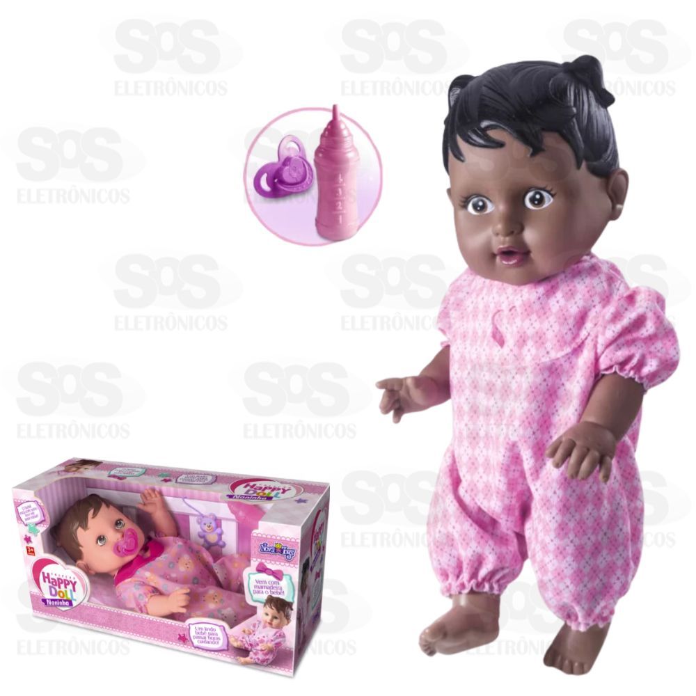 Boneca Happy Doll Naninha Negra Nova Toys 1099