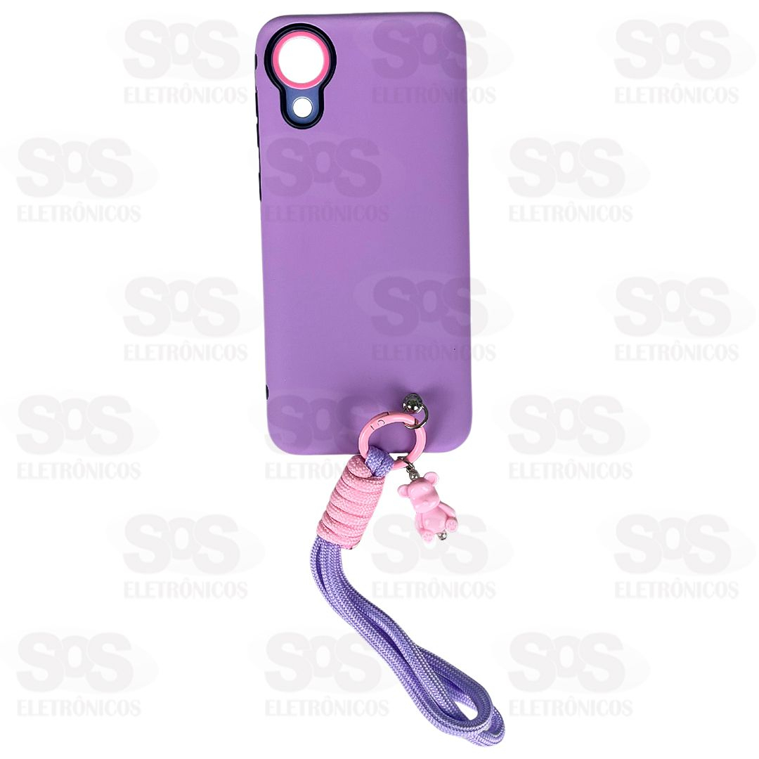 Capa Com Cordo Salva Celular Urso Motorola G53 Cores Variadas