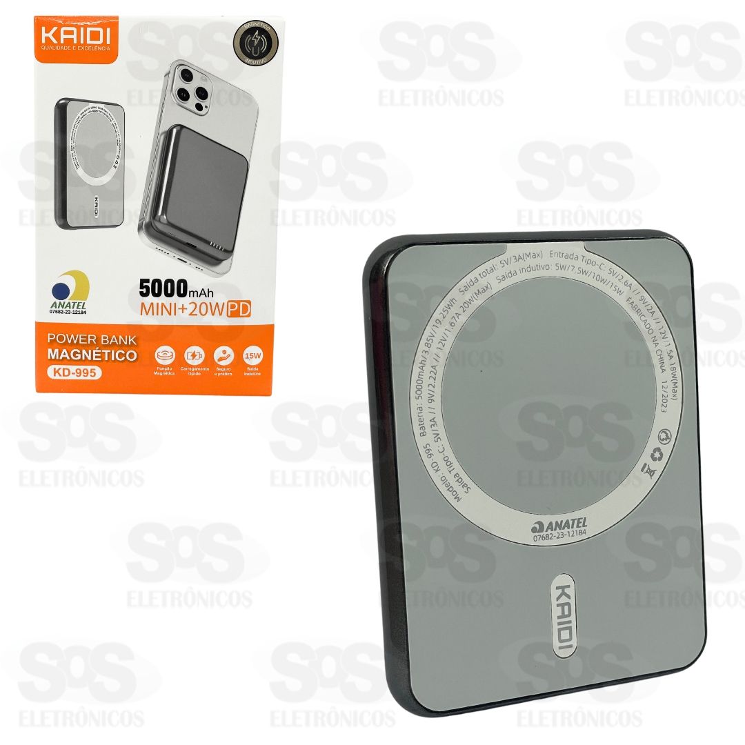 Carga Extra 5.000mAh Magntico Entrada Type C Magsafe Kaidi KD-995