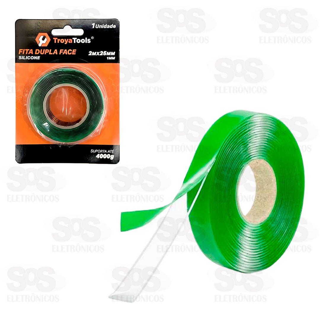 Fita Adesiva Dupla Face Transparente 2 Metros TroyaTools TRY-0110