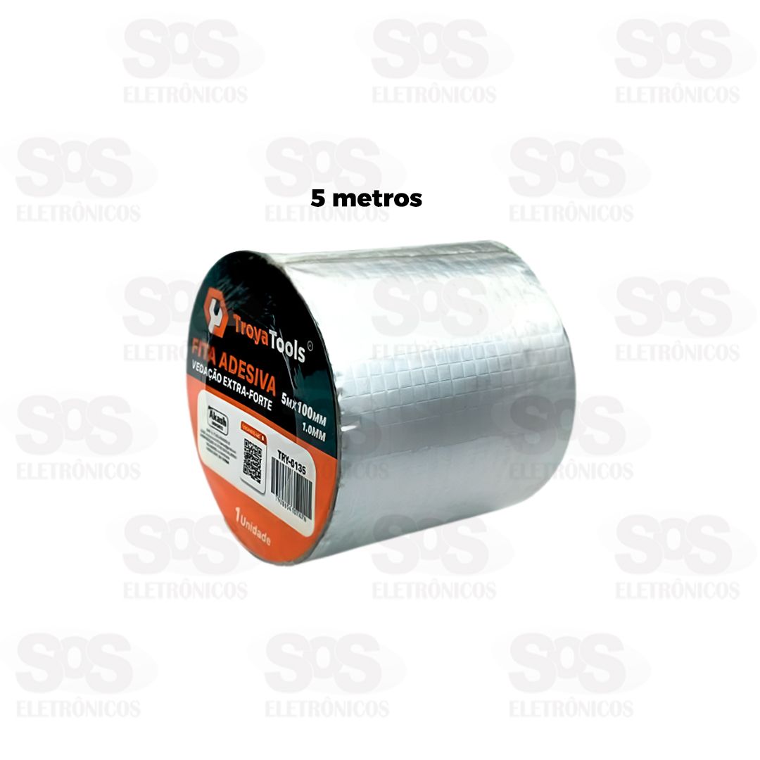 Fita Adesiva Extra Forte 5Mx100MM Cinza TroyaTools TRY-0135