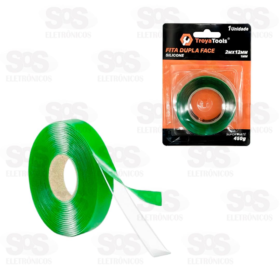Fita Adesiva Dupla Face Transparente 2 Metros TroyaTools TRY-0108