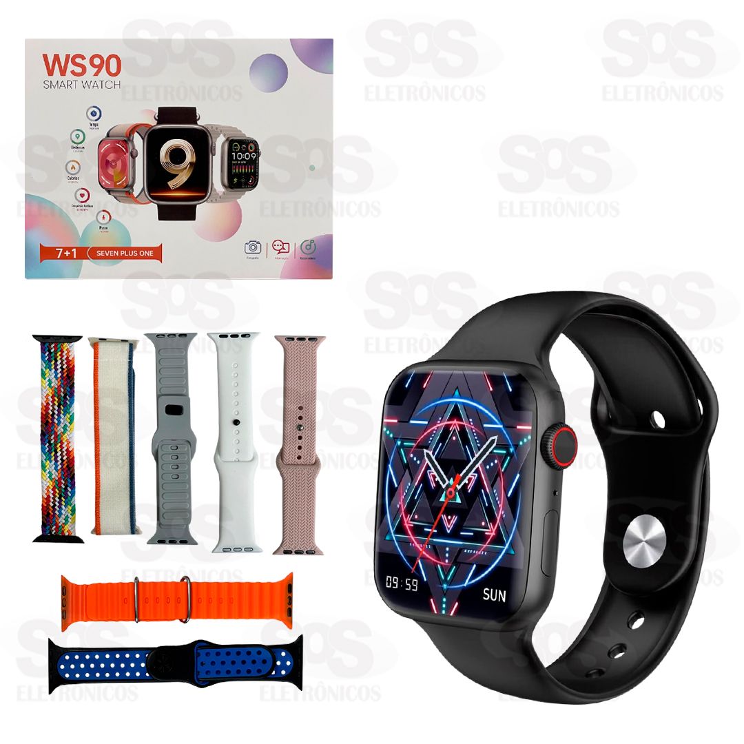 Relgio Smartwatch Com 7 Pulseiras WS90