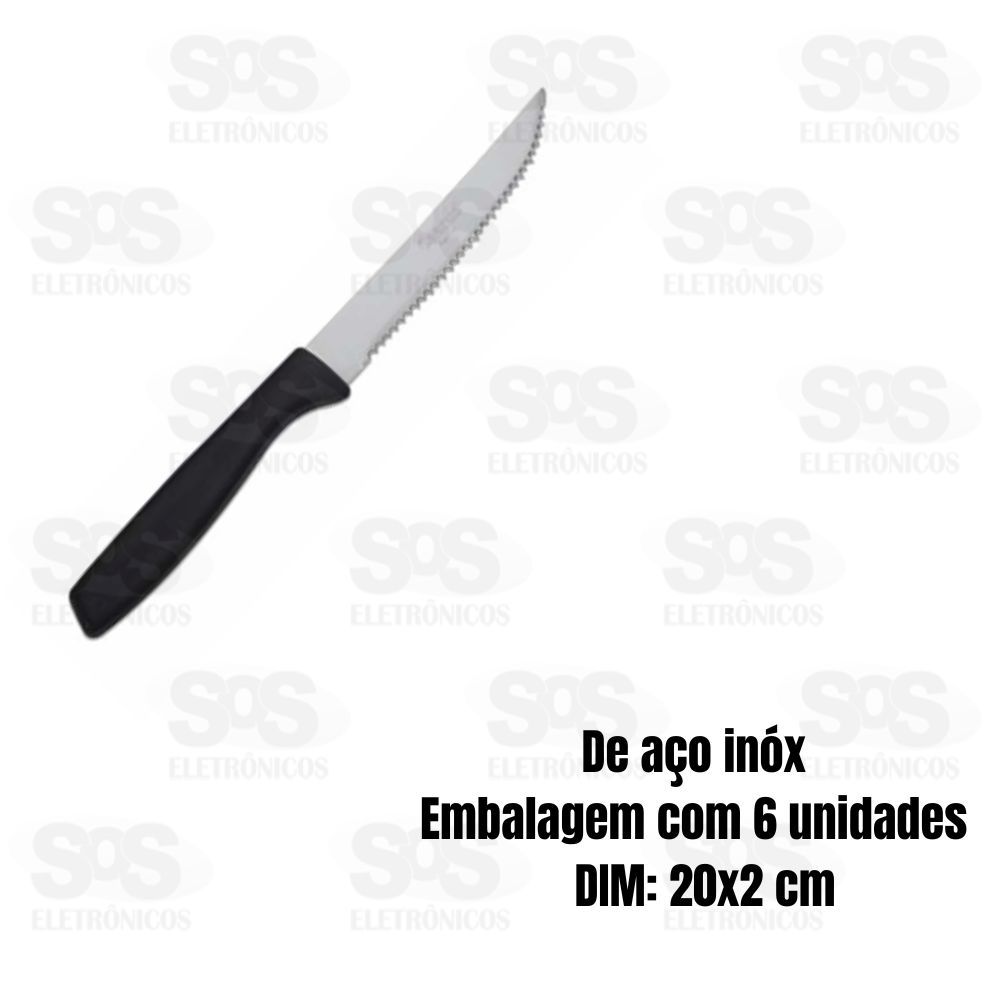 Kit Faca De Mesa Com 6 Unidades Preta Caerus CRS-2632