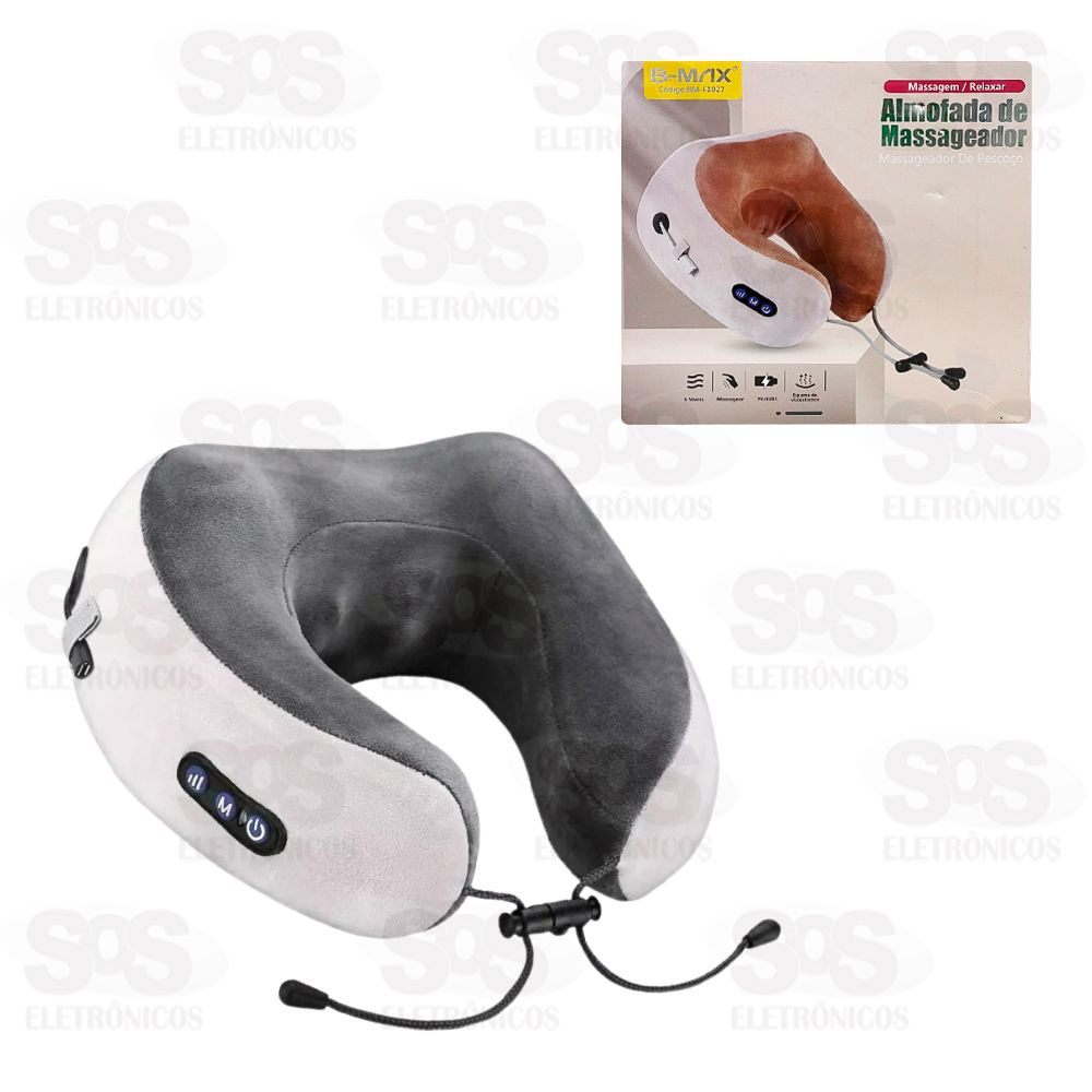 Massageador Almofada De Pescoo Recarregvel 3 Nveis B-Max BM-F1027