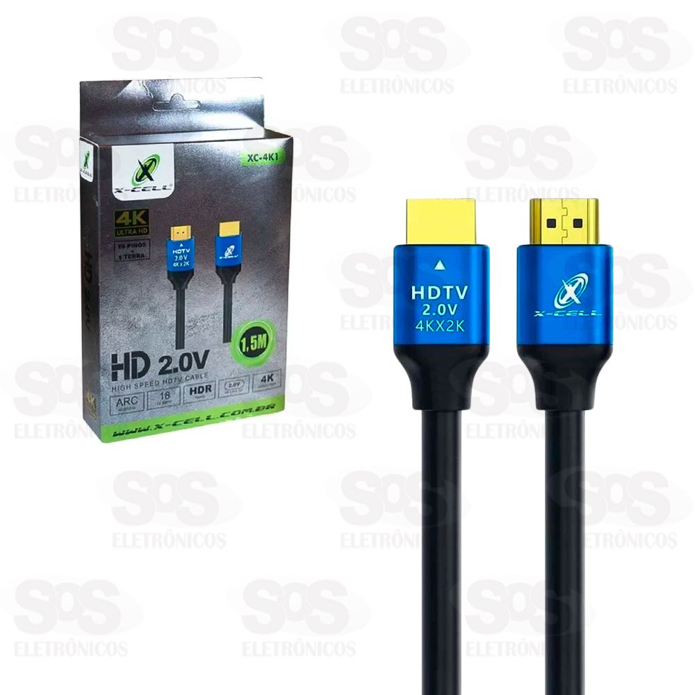 Cabo HDMI 4K 1.5 Metros X-Cell XC-4K1