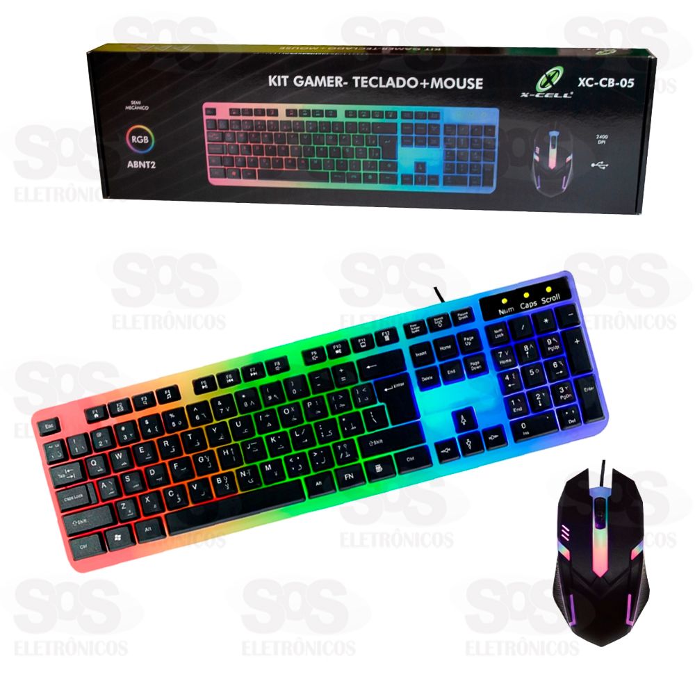 Kit Teclado e Mouse Gamer Com Fio USB X-Cell XC-CB-05