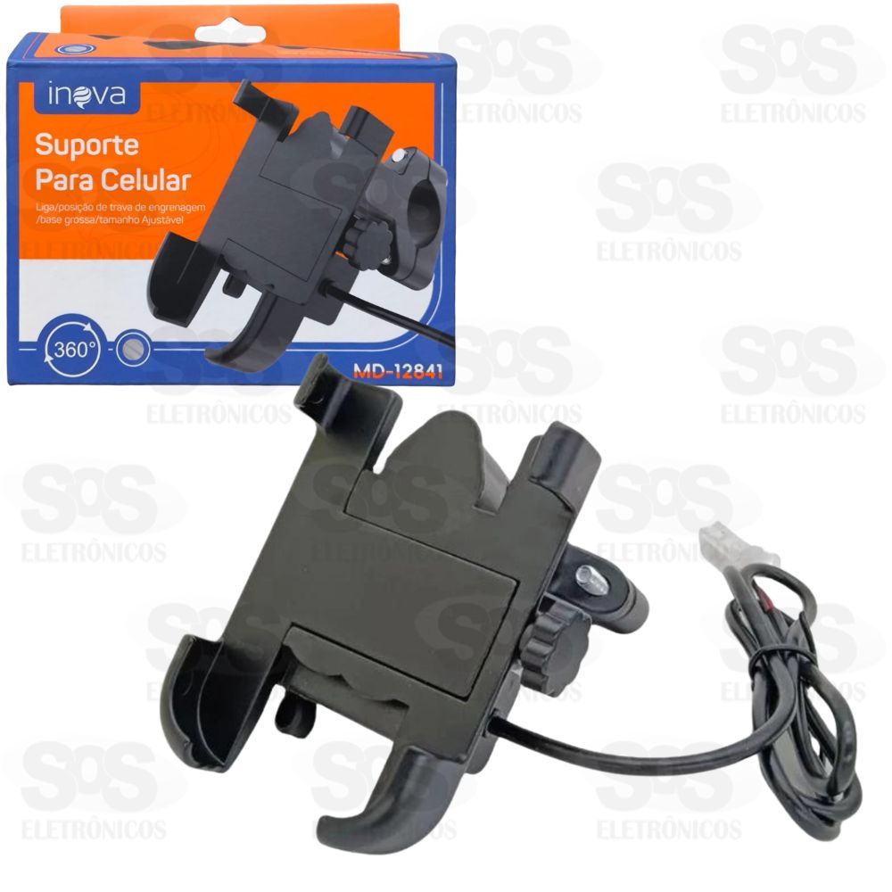 Suporte de Celular para Moto com Carregador USB Inova MD-12841