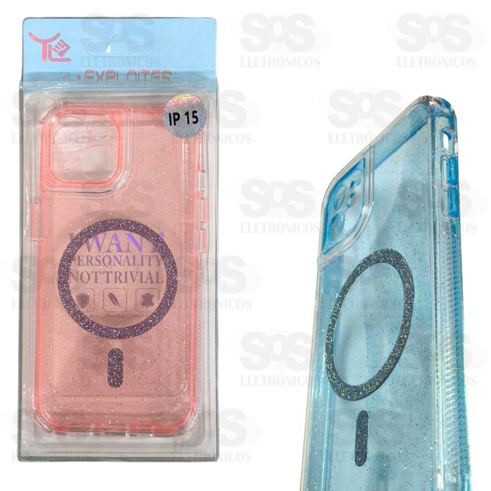Capa Glitter Premium Magsafe Iphone 15 Pro Max Cores variadas