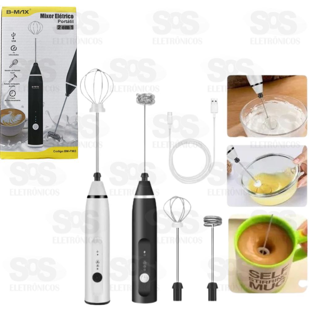Mixer Eletrico 2 em 1 Portatil Bmax BM F983