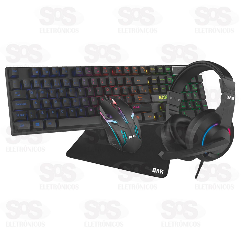 Kit Gamer Teclado Mouse Headset Mousepad RGB BK-GC431