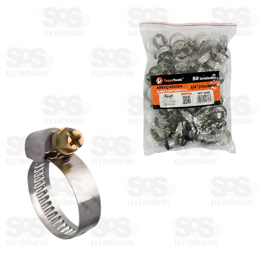 Abraçadeira Metálica 13x19MM 50 Unidades TroyaTools TRY-0096