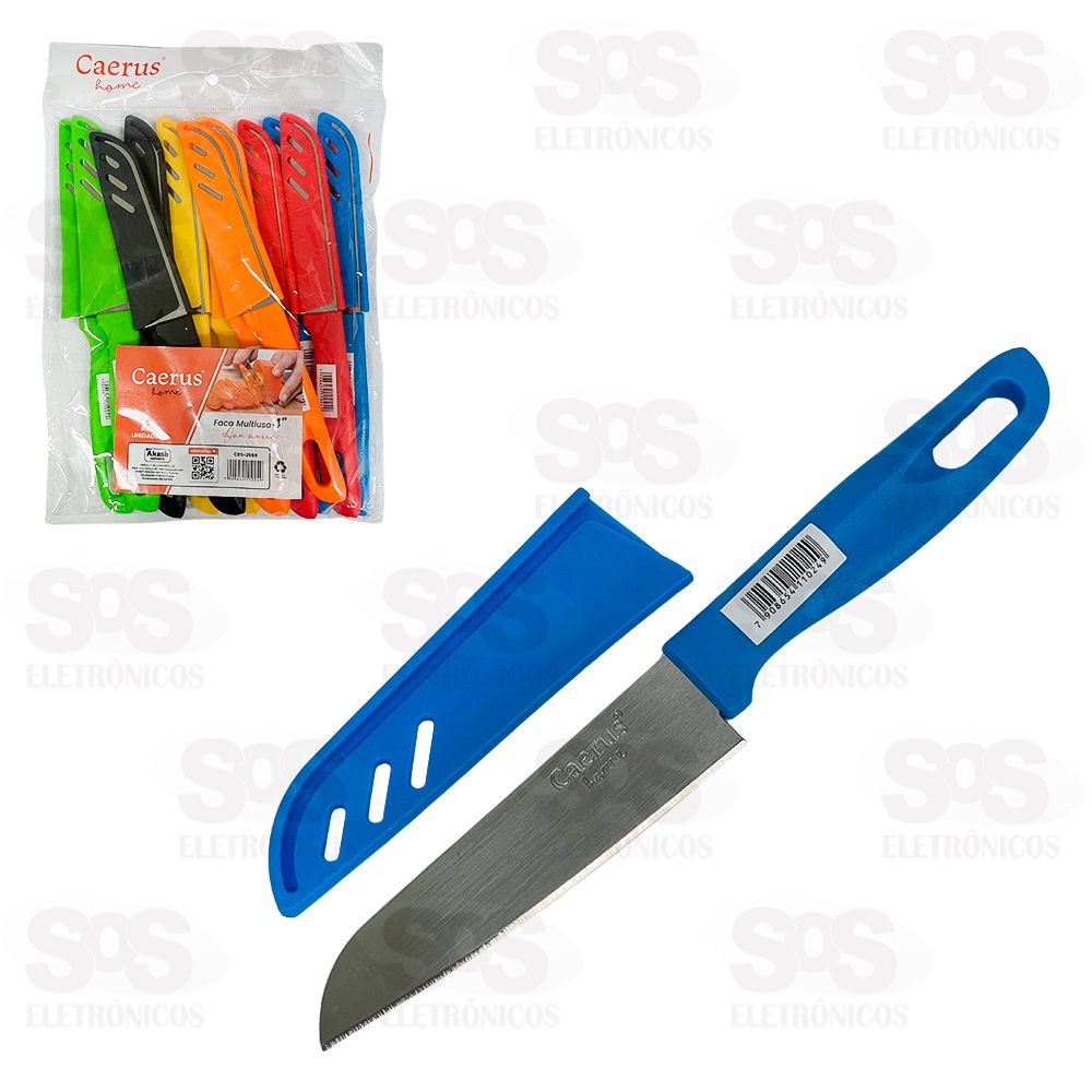 Faca Multiuso 4 Polegadas Colorida Com 12 unidades Caerus CRS-2559