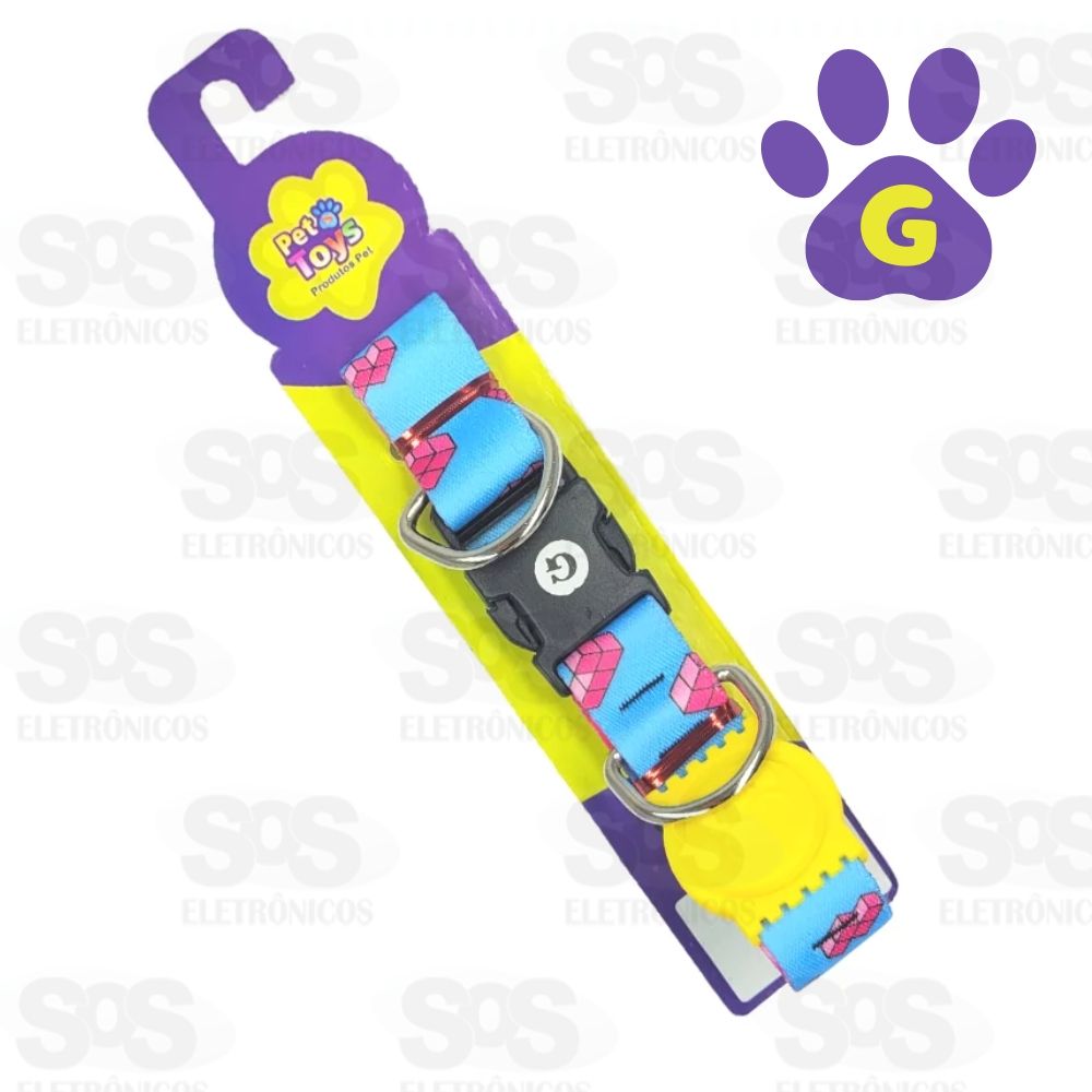 Coleira Seda Luxo Borrachinha G 25mm Variadas Pet Toys 3077