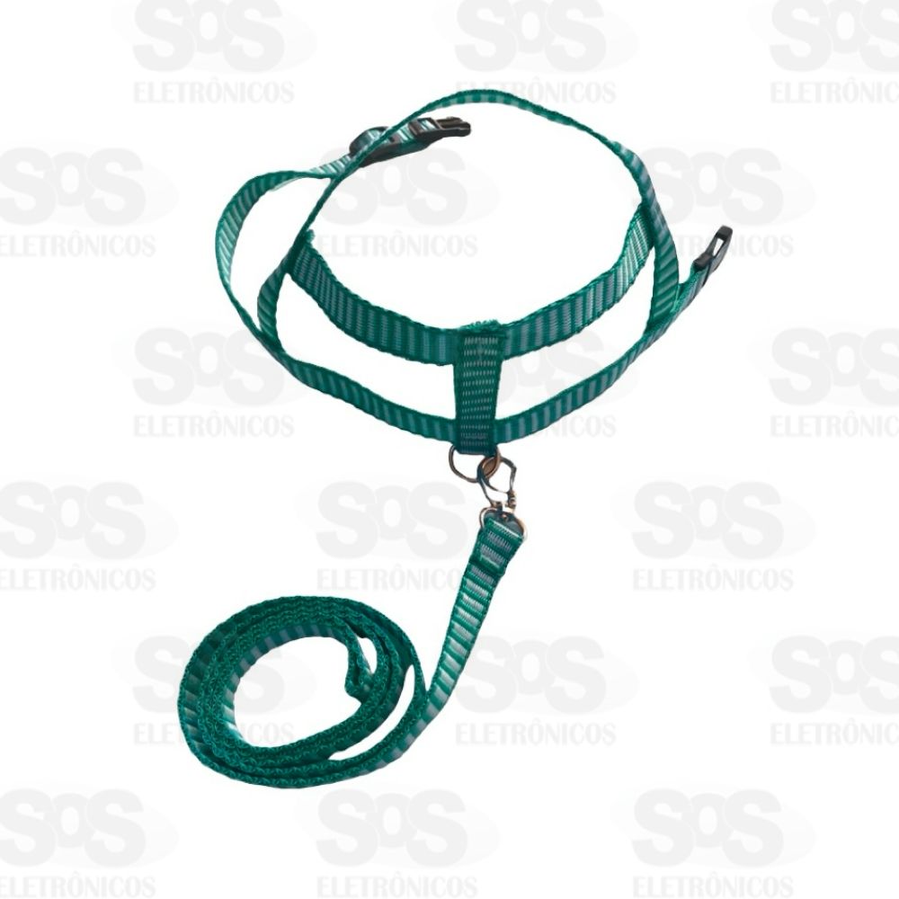 Coleira Peitoral Com Guia Nylon Listrada N3 3099