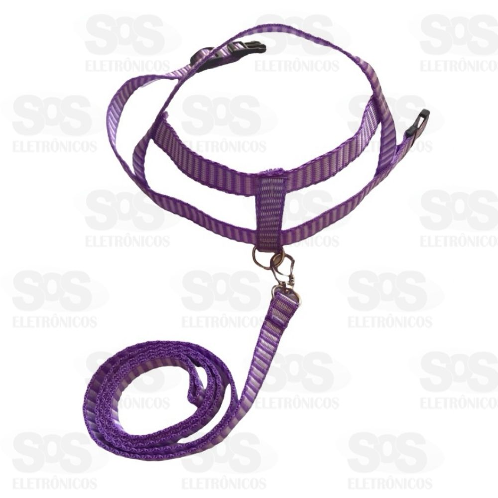 Coleira Peitoral Com Guia Nylon Listrada N4 4000