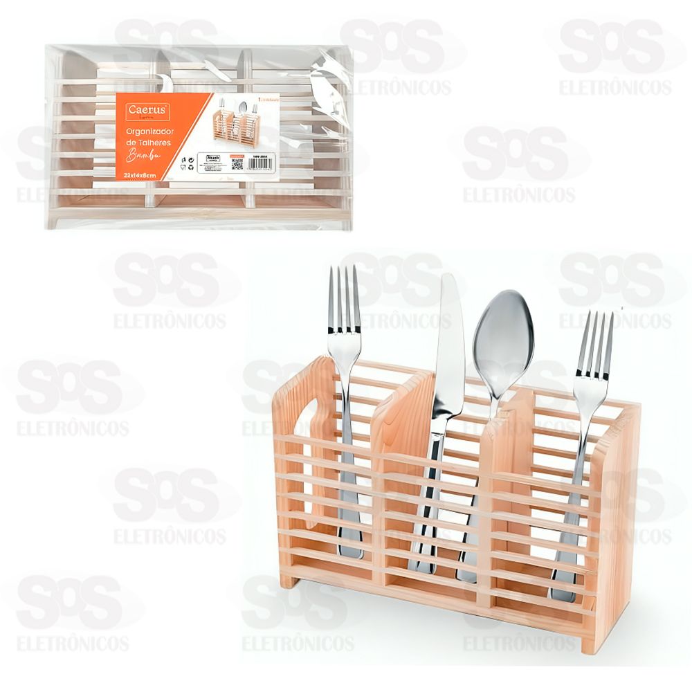 Organizador de Talheres Bambu 3 Divises Caerus CRS-2834